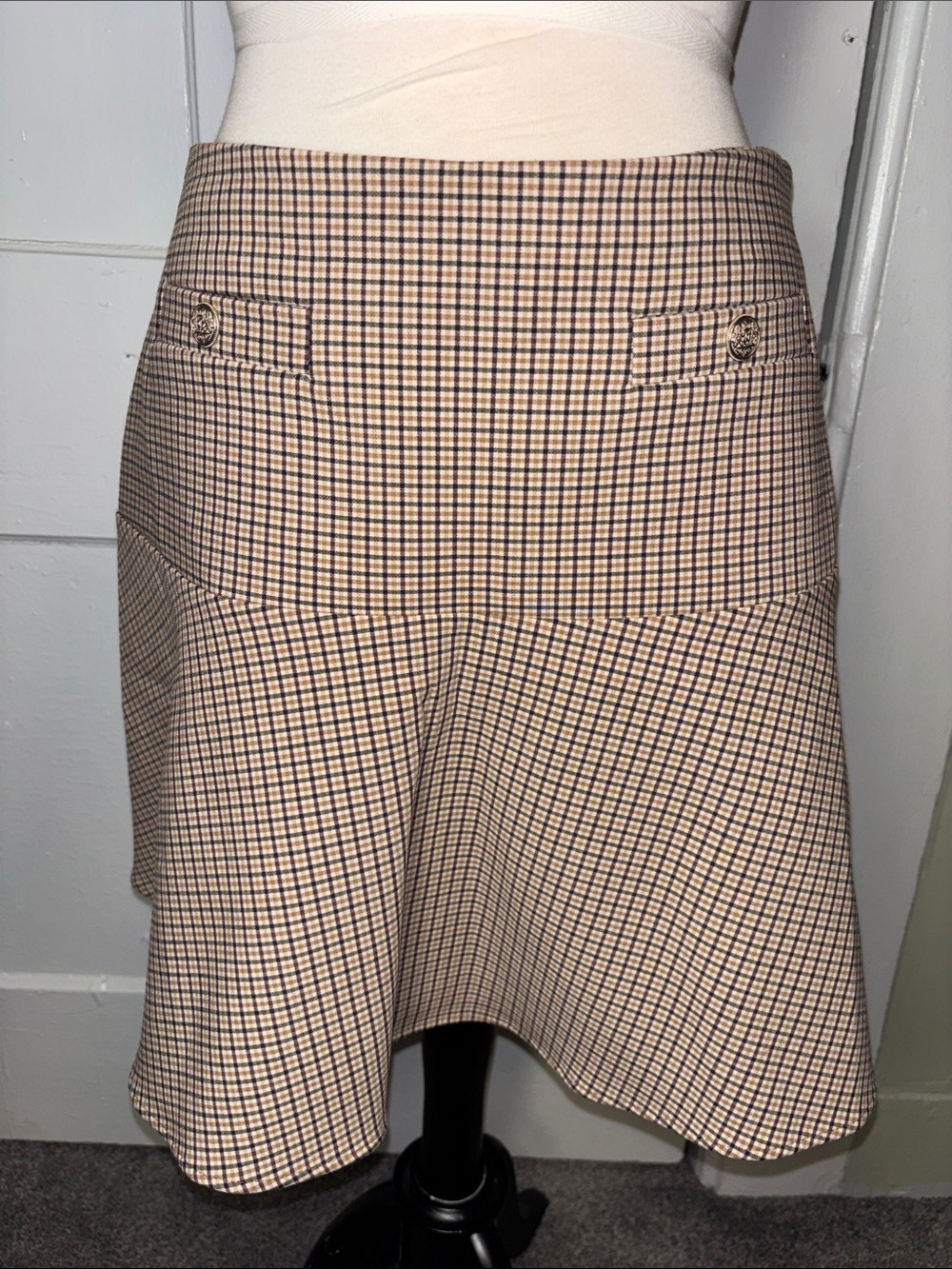 LOFT Neutral palette Plaid blazer and skirt set size 6 - Picture 10 of 11